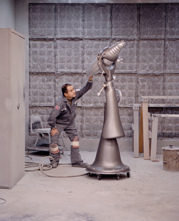 Weapon laser on rolling base with retractable, rotating tip and three retractable pen-like laser tips. Culver City, USA. From the series, The Merge. © Sara, Peter and Tobias.