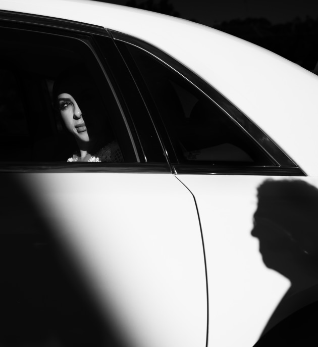 © Rocco Ancora. Lara arriving at wedding ceremony with her father.