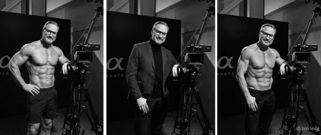 When prompted in Gemini (left image) or Grok (right image to replace my jacket with a body builders body. Previously we asked to remove my parters top to replace it with a coconut bra for a party and was denied. If changed to body builder – now image shows with tank top bra. Image: Tim Levy