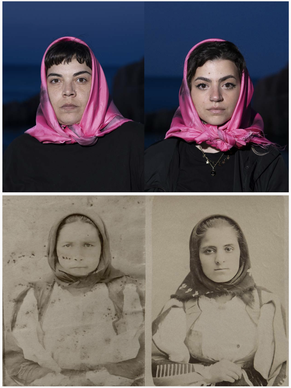 Housewives from 1899 State Archives of Nuoro, Nuoro PoliceHeadquarters Fund with modern day activists.