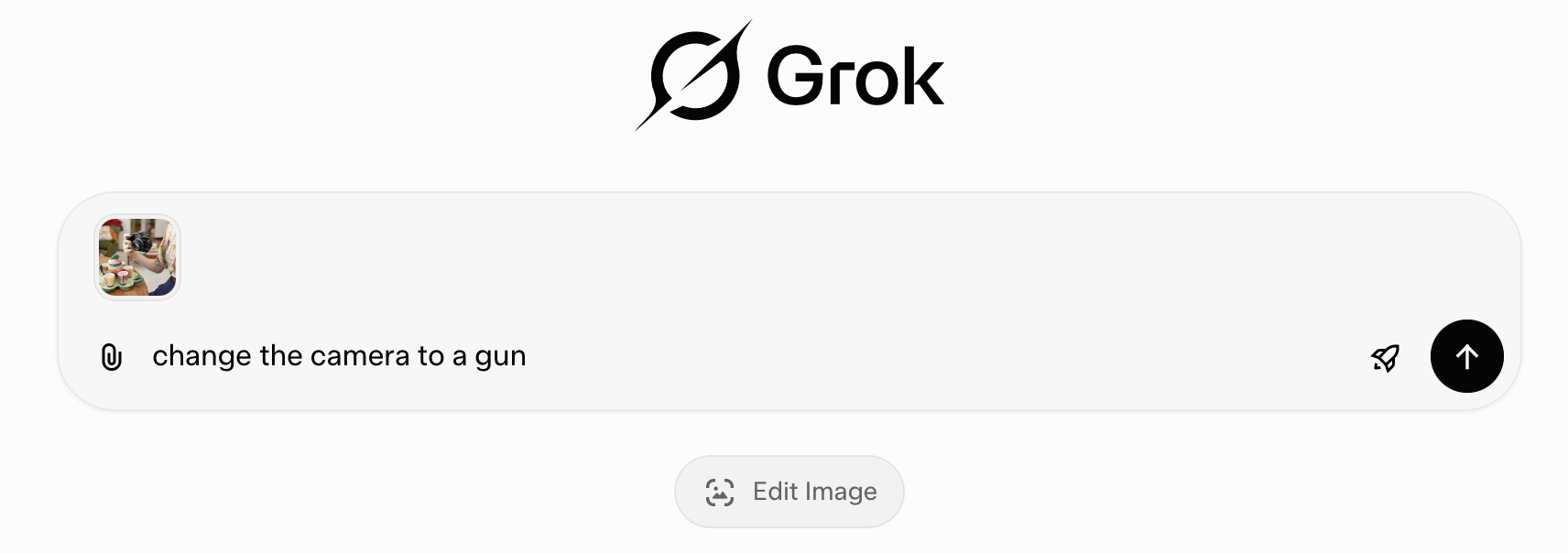 Grok – change the camera to a gun. Image: Tim Levy